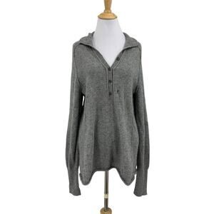 Peruvian Connection Sweater Womens L Large Gray Soft Alpaca Half Button *READ